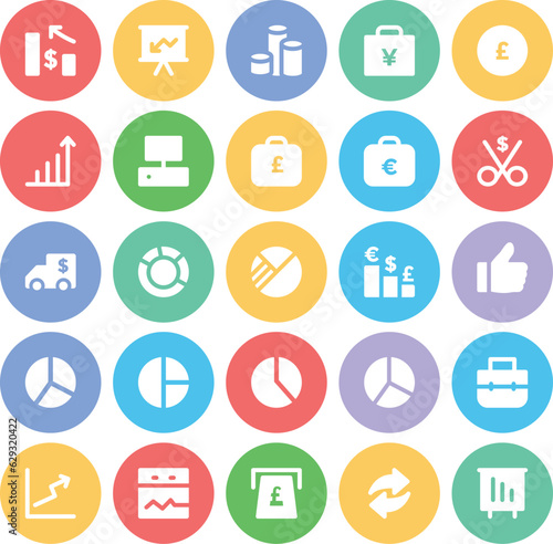 Set of Financial Analysis Bold Line Icons