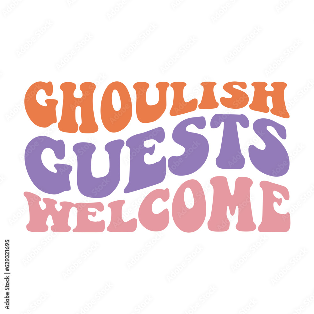 Ghoulish Guests Welcome Retro svg