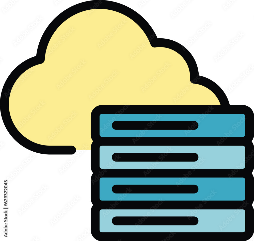 Server data cloud icon outline vector. Memory gb. Code sd color flat Server data cloud icon outline vector. Memory gb. Code sd color flat