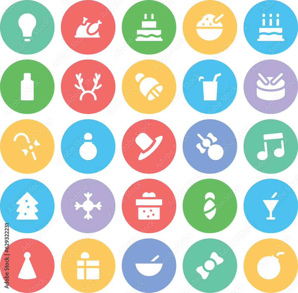 Pack of Xmas Bold Line Icons 

