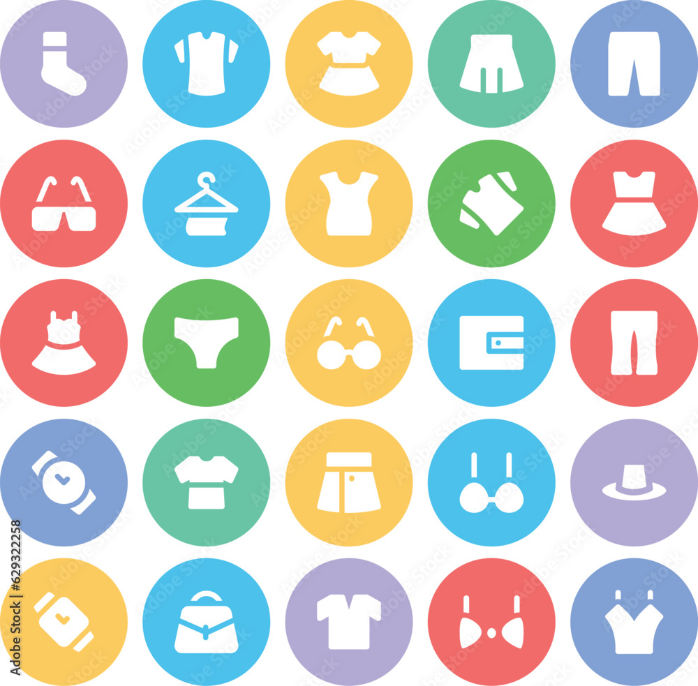 Pack of Clothing Accessories Bold Line Icons

