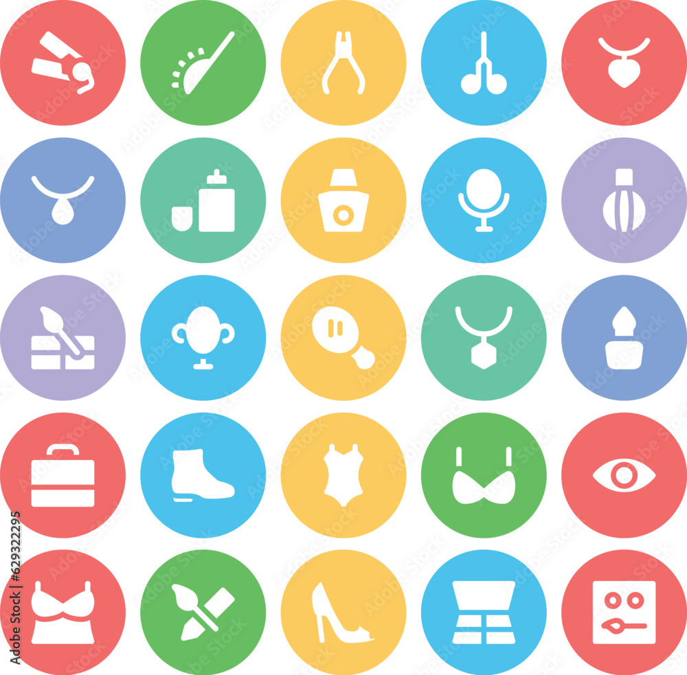 Pack of Makeup and Fashion Equipment Bold Line Icons

