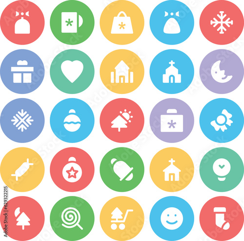 Collection of Christmas Party Bold Line Icons