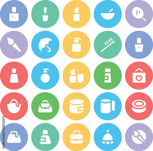 Pack of Makeup and Grooming Bold Line Icons

