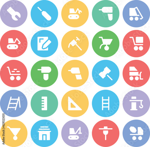 Collection of Tools Bold Line Icons