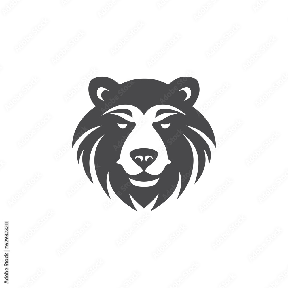 Cute Bear Logo design Concept, Modern Bear Head Emblem design isolated on white background, Minimalist Black Bear head Logo, Creative Branding for print design, Cute Bear Mascot vector logo template