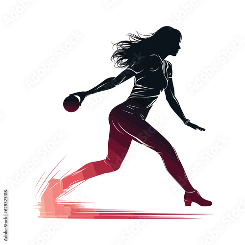 Girl playing bowling sport silhouette

