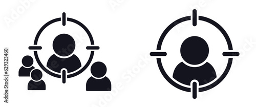 Crosshair searching person targeting icons
