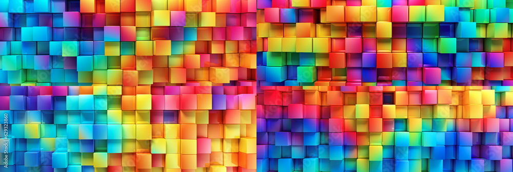 colorful cubes, web headers banners. 10:3ratio, Meticulously arranged, these beautiful shades of gentle pastel color gradients are perfect for web headers, banners, backgrounds, and panoramic banners.