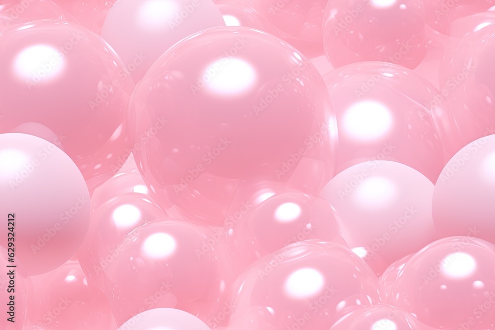 Seamless background of mix sizes pink pastel 3d spheres