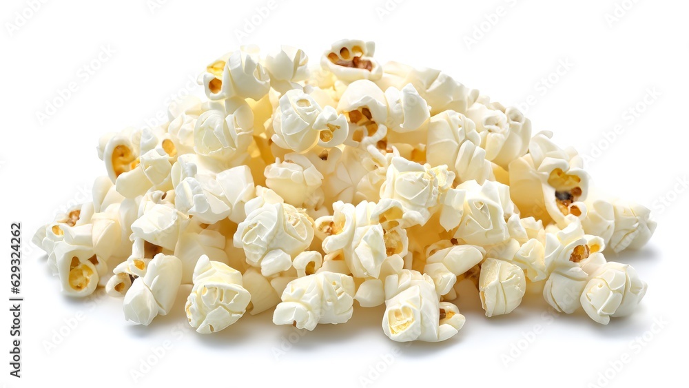 Heap of delicious popcorn, isolated on white background Heap of delicious popcorn, isolated on white background