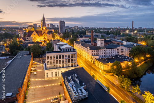 Miasto Łódź- widok na Białą Fabrykę. 