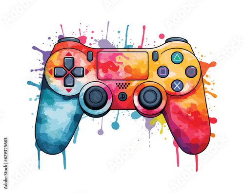 Hand drawn colorful video game controller


