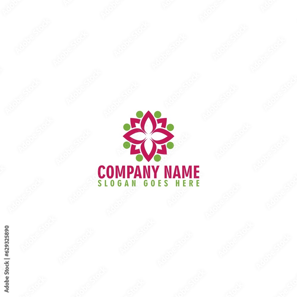 Nature flower logo template isolated on white background