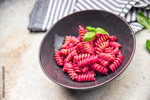 Photography pink pasta beet sauce vegetable fusilli beetroo fresh food meal snack vegetarian