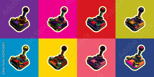Original vector illustration in vintage style. Vintage joystick. T-shirt design. A design element.