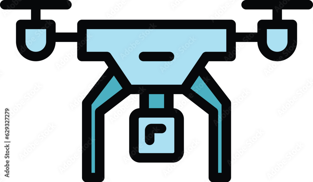 Cinema drone icon outline vector. Aerial camera. Spy control color flat Cinema drone icon outline vector. Aerial camera. Spy control color flat