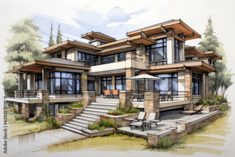 The home design architects are evaluating the initial draft of the house plan, as well as the customized design requested by the client, before finalizing the project. They are also considering