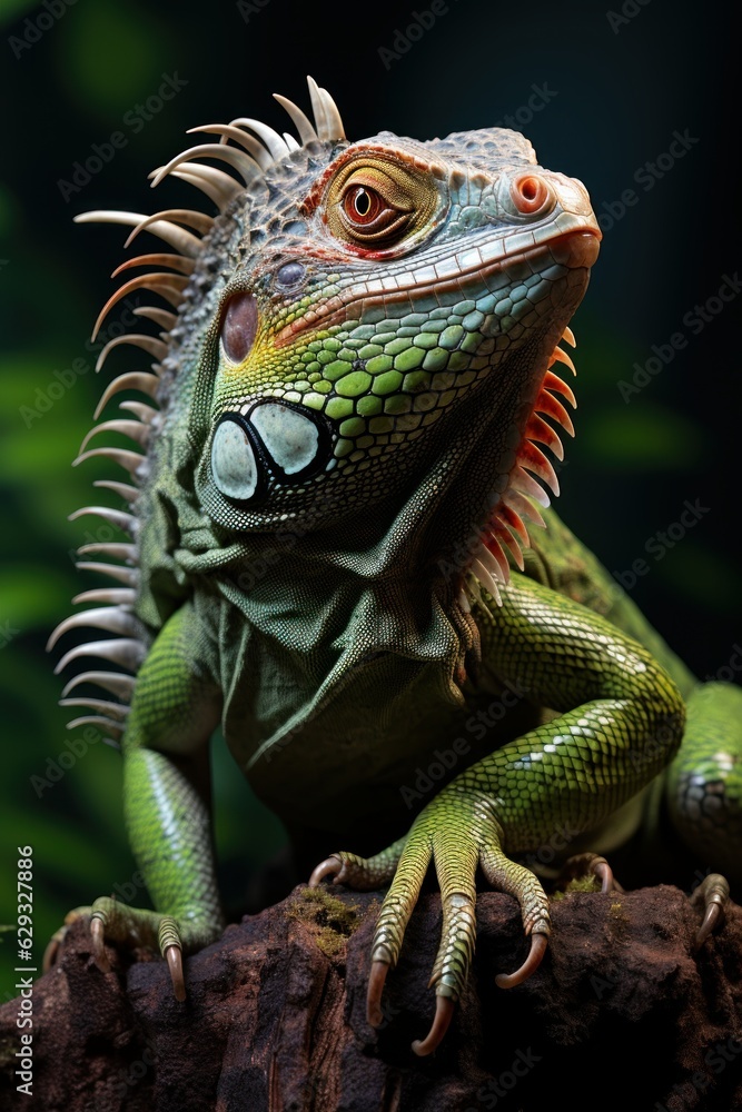 Obraz premium green iguana on a branch