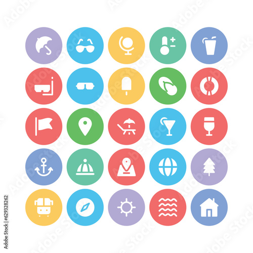 Set of Summer Bold Line Icons