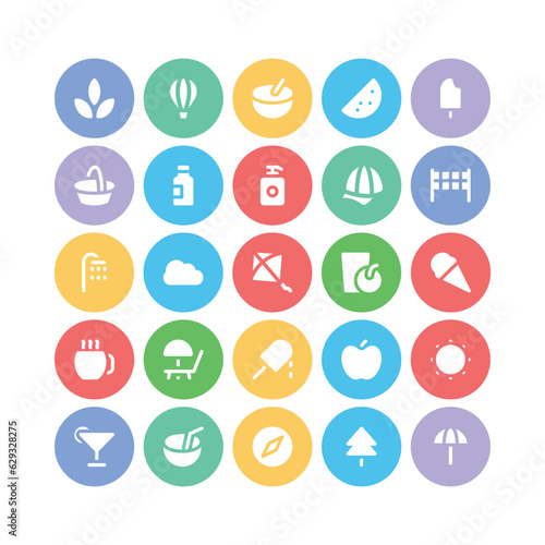Set of Summer Vacation Bold Line Icons