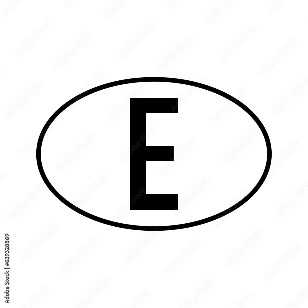 International vehicle registration oval sign for Spain International vehicle registration oval sign for Spain