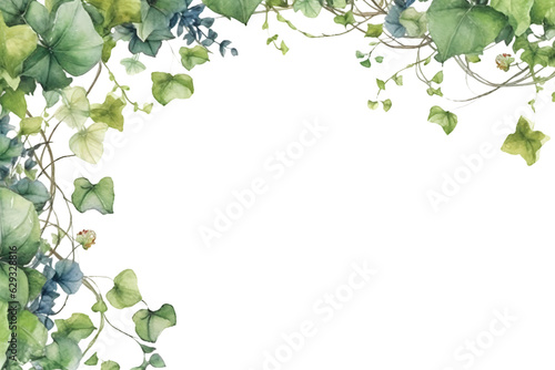 captivating watercolor border frame with ivy twigs isolated against transparent background
