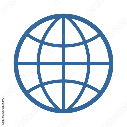 Vector graphic of a globe symbol with meridians and parallels
