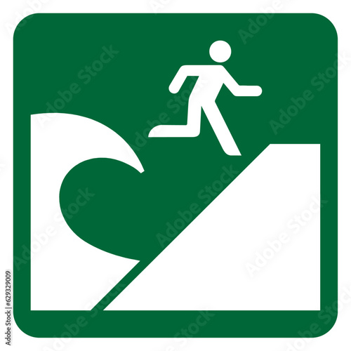 Vector graphic indicating the location of tsunami evacuation area