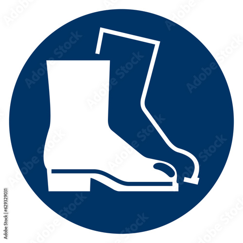 Vector graphic of sign for mandatory wear of foot protection
