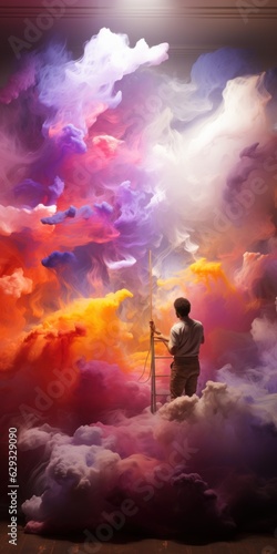 The dream maker designing a dream within a dream, colorful lighting, surrealism photography