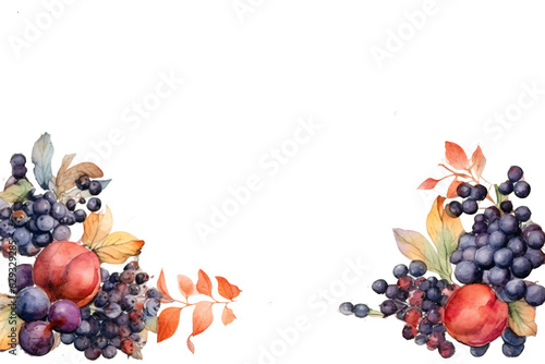 captivating watercolor border frame with different flowers and plants  isolated against transparent background
