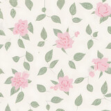 seamless floral pattern, pastel pink and green