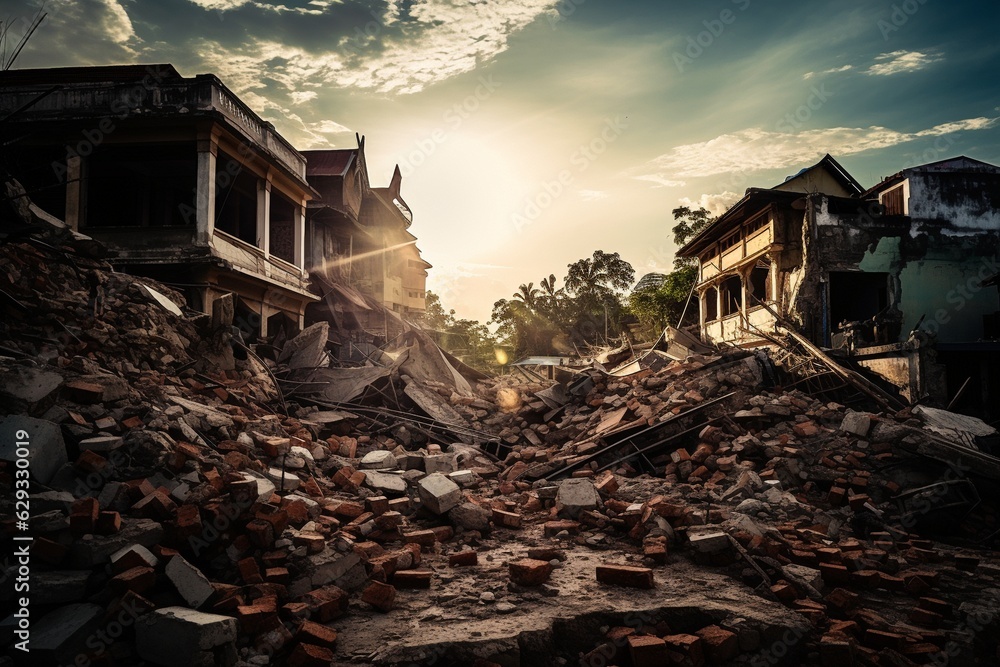 Buildings destroyed after the earthquake. Buildings destroyed after the earthquake.