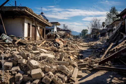 Buildings destroyed after the earthquake.