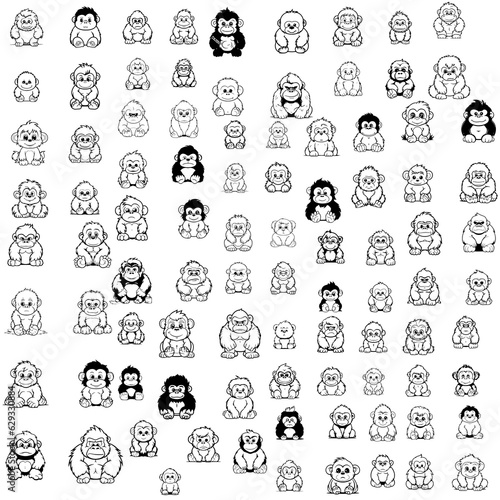 gorilla cartoon characters vector illustration