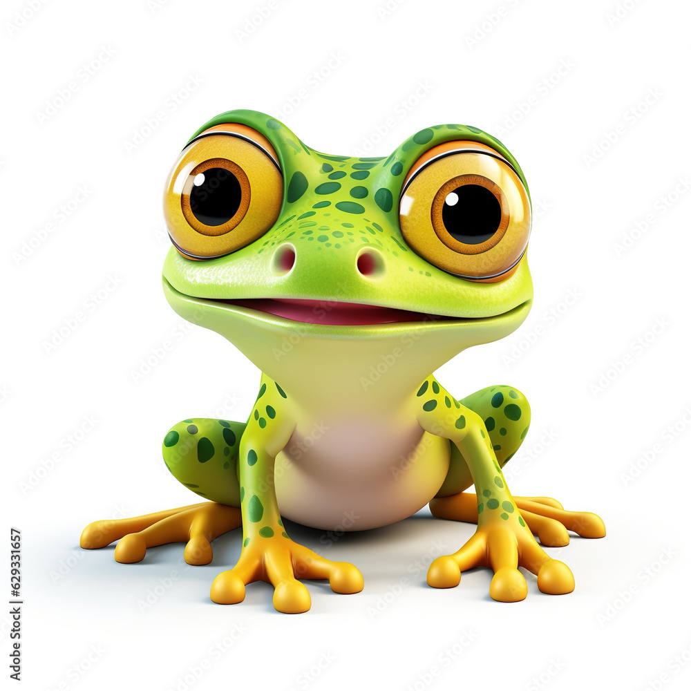 Fototapeta premium frog on white , 3d cartoon character