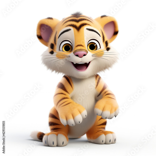 tiger 3d cartoon on white