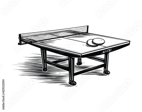 Table tennis hand drawn outline vector illustration 