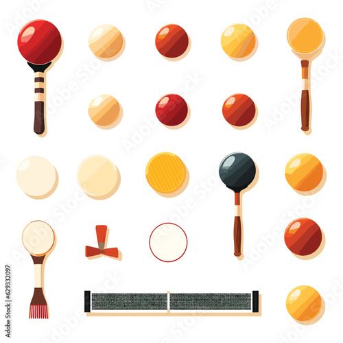 Table tennis vector elements set, Ping pong elements
