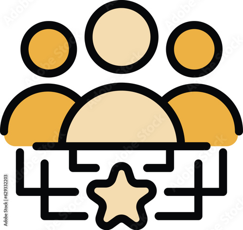 Myth group thinking icon outline vector. Critical think. Mind skill color flat