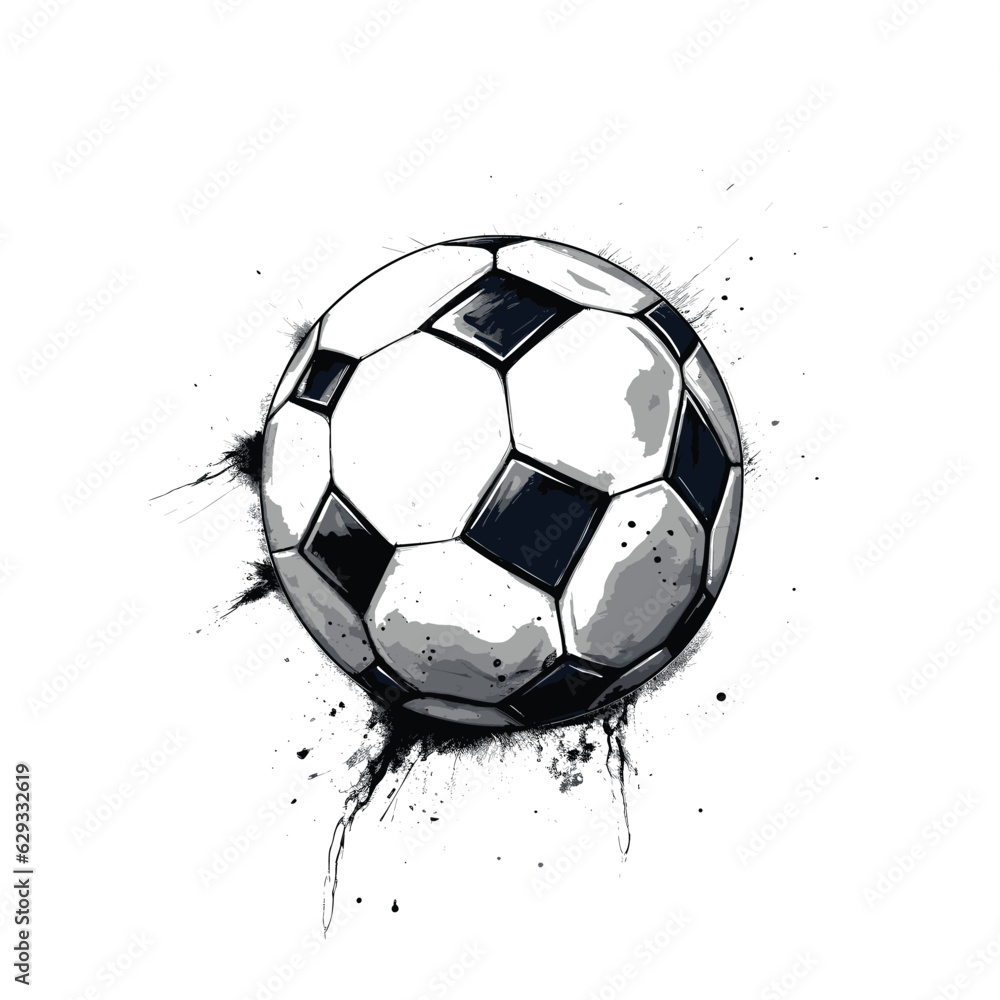 Fototapeta premium Hand drawn football vector, Soccer ball sketch