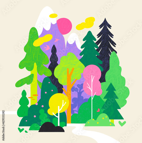 Woodland and Mountains