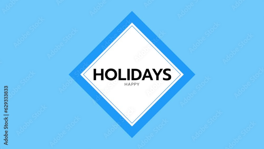 Happy Holidays text enriched with fashionable blue squares on a gradient background, epitomizing minimalistic motion and design Happy Holidays text enriched with fashionable blue squares on a gradient background, epitomizing minimalistic motion and design
