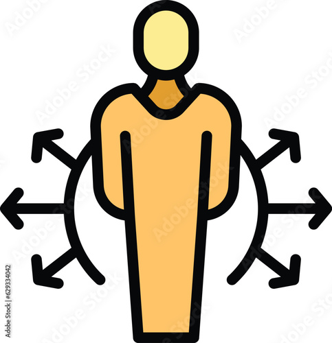 Therapy skills icon outline vector. Stress support. Behavior effort color flat