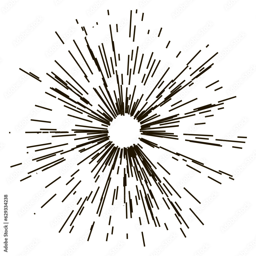 Obraz premium Abstract radial speed motion black lines, star burst background, grunge stamp style. EPS 10 vector file included