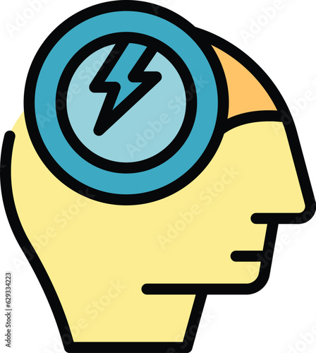 Brainstorming skill icon outline vector. Stress growth. Support effort color flat