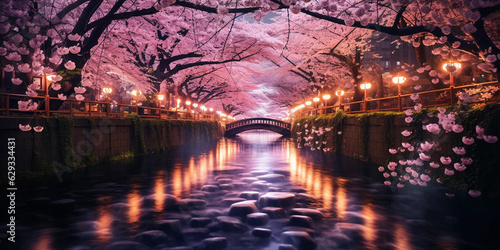 A Bridge of Dreams  Amidst Cherry Blossoms River s Crossing  Embracing Cherry Blossoms 
