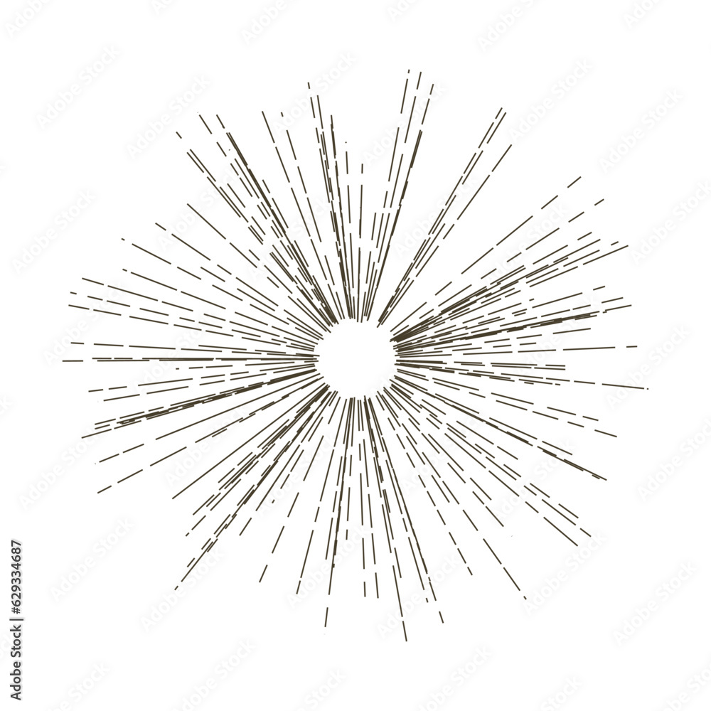 Obraz premium Abstract radial speed motion black lines, star burst background, grunge stamp style. EPS 10 vector file included