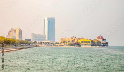 Al Khobar sea promenade street with modern building in the background Saudi Arabia